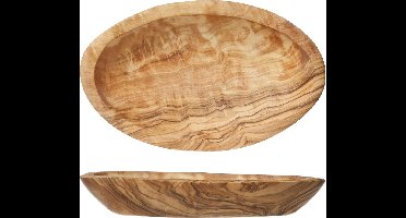 Cosy & Trendy Schaaltje - Olijfhout - Ovaal - 17 cm