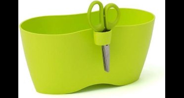 Cosy & Trendy Limes Dublo Kruidenpot Dubbel Met Schaar - Ovaal - 2L3 - 25 cm x 12 cm x 12 cm - Lime