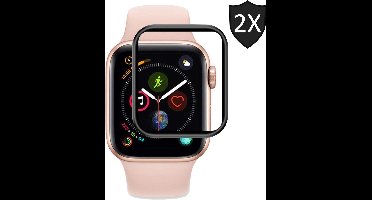 2x Screenprotector geschikt voor Apple Watch 44mm Series 4 - Full Screen Cover Volledig Beeld