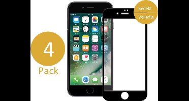 4x Screenprotector geschikt voor Apple iPhone 7 - Full Screen Rand tot Rand Tempered Glass Screen protector Transparant met Zwart Carbon Bezel 3D 9H (Gehard Glas Screen Protector) - Arch / Arched