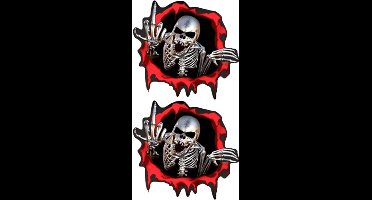 Vintage Skull Stickers for Motorcycle, Car, Truck, Scooters, E-Bikes, and Laptops - 2pcs 15 x 14cm