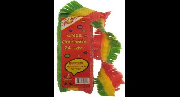 6x Crepe guirlande brandveilig rood/geel/groen 24 meter - carnaval versiering decoratie thema feest festival optocht rood geel groen cafe