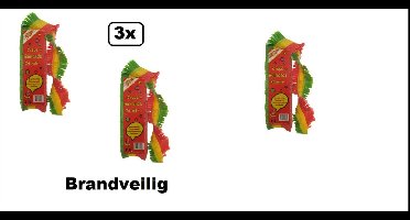 3x Brandveilige Crepe guirlande rood/geel/groen 24 meter - carnaval versiering decoratie thema feest festival optocht rood geel groen cafe