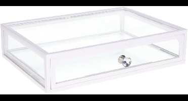 Sieradenkist/juwelenkist transparant van glas 26 x 19 x 6 cm - Sieradendoos - Juwelendoos