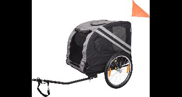 Flamingo Fietskar - Hondenfietskar - Hondenkar - Hondenfietskar Opvouwbaar - Hondenfietskar voor Kleine en Grote honden – Grijs/Zwart, 80 × 57 × 64 cm | Geschikt voor Fiets & E-bike - Duurzaam, betrouwbaar en stijlvol!