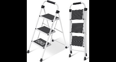 ApexArte® Huishoudtrap 3 Treden - Keukentrap Inklapbaar - Opstapje