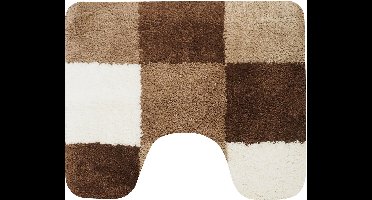 Dutch House Toiletmat Brest - WC Mat 60x50cm - Bruin - Antislip - Toiletmat met uitsparing - Badkamer Mat - WC Mat - Snel Absorberend - Snel Drogende Toiletmat
