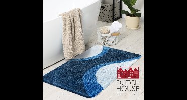 Dutch House Badmat Metz - Badmat 60x90 - blauw - Antislip - Badmatten - Anti Slip Douchemat - Badkamer Mat - Snel Absorberend - Snel Drogende Badmat