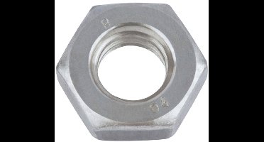 Wurth - DIN 936 staal blank fijne draad - Zeskantmoer, platte vorm met fijne draad DIN 936, staal, blank - x 10 st