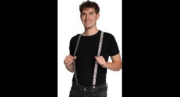 Partychimp Bretels Shiny Zilver voor bij Carnavalskleding Heren Carnaval Accessoires 2,5 Cm Breed - Goud - One-size