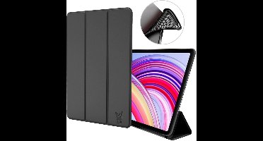 Hoes geschikt voor Xiaomi Redmi Pad Pro 12.1 / Poco Pad 12.1 – Smart Cover met Tri-Fold Stand – Schokbestendig – Auto Wake/Sleep – TPU Backcase – Zwart