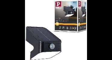 Solar LED wallwasher Lesly Schemergestuurde bewegingsmelder (IR) IP65 hoekig 113x138mm 3000K 5,5W 400lm 3,7V Antraciet Kunststof