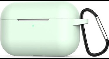 New Age Devi - Hoesje geschikt voor Apple AirPods Pro Hoesje - Mint Groen Met Clip - Siliconen - Soft case - Cover - Mint Groen