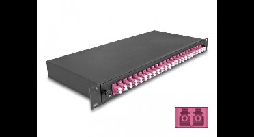 19″ Optical Fiber Splice Box 24 x LC Duplex OM4 1U complete assembled