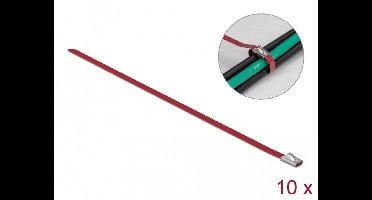 Roestvrijstalen kabelbinder L 400 x w 4,6 mm rode 10 stuks