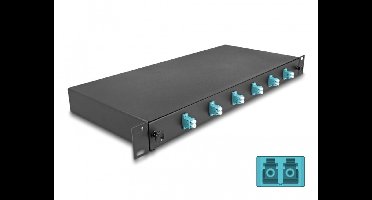 Delock 19″ Optical Fiber Splice Box 6 x LC Duplex OM3 1U complete assembled