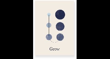 Poster 20x30 cm - Grow - Beige - Blauw - Minimalistisch - Japandi - Muurdecoratie - Wanddecoratie
