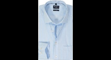 OLYMP modern fit overhemd - popeline - lichtblauw gestreept - Strijkvrij - Boordmaat: 39