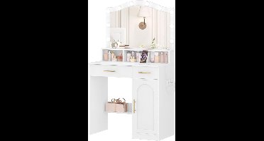 ApexArte® Make Up Tafel met Spiegel - Kaptafel - Voor Vrouwen & Meisjes - Wit