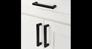 New Age Devi - Zwarte Vierkante Handgreep - 96 mm Hartafstand - Voor Kast Keuken Lade of Deur - Keukengreep - Meubelgreep - Kastgreep - Deurgreep