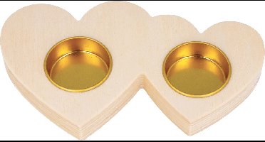 Houten kaarsenhouder harten 17,5x10 cm - Artemio