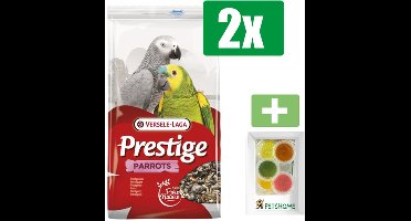 Versele-Laga Prestige Vogelvoer - Papegaaien - 3 KG - 2 Zakken - Inclusief 6 stuks PetsHome Fruitkuipjes