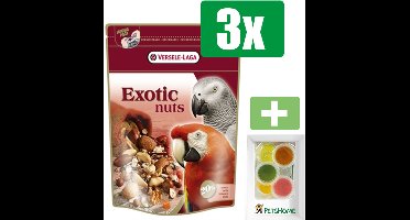Versele-Laga Prestige Premium - Exotic Nuts Graanmix - Vogelvoer - 750 g - 3 Zakken - Inclusief 6 stuks PetsHome Fruitkuipjes