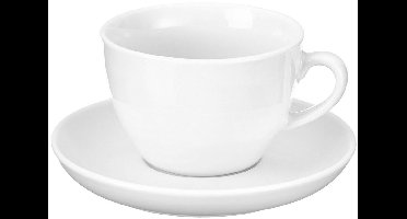 Cappuccino kopjes set BISTRO, 6 kopjes & schotels, elk 0,3 l, H 71 mm, porselein, wit, 6 kopjes & schotels, elk 0,3 l.