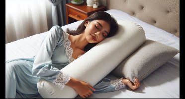 Guling met AirCool koudschuim Foam Snippers Vulling Stevig 1Kg. Maat Large: ~95xØ~23-25cm. *NU MET GRATIS BIJPASSENDE SLOOP* + Navulrits Comfort Rolkussen Ergonomisch - Ortho Vital™ voor rug, nek, knieën of heupen. Body Pillow voor Zij & Rugligging#