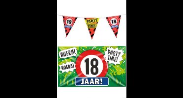 18 jaar verjaardag versiering pakket – vlag – gevelvlag – paperdreams