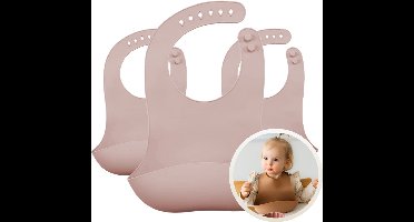 Funnies Siliconen Pinkstone Slab 3-Pack - Set van 3 Slabbetjes - Slabbers met Opvangbakje - 30 x 24cm - Zacht, Flexibel en Makkelijk Schoon te Maken - Verstelbare Pasvorm voor Baby’s en Peuters - Ideaal voor Voeden zonder Knoeien