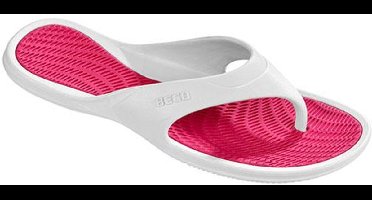 BECO dames teenslippers - wit/roze - maat 37