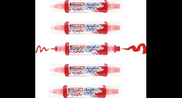 edding 5400 acrylic 3D double liner verkeersrood – 5 acryltubes – dubbele punt 2-3 mm & 5-10 mm – hoogwaardige waterbasis acrylverf voor canvas, hout & papier