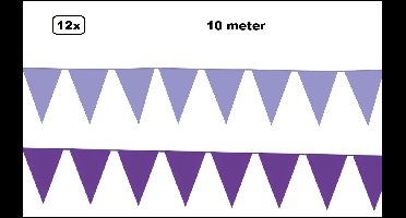 12x Vlaggenlijn paars en lila 10 meter - Vlaglijn festival feest party verjaardag thema feest kleur