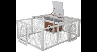 Buitenverblijf voor kleine dieren - KERBL - 132 x 102 x 59 cm - Geïntegreerd huis - Gaas