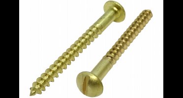 Houtschroef messing rondkop 2.5 x 12mm. lang. 20 stuks