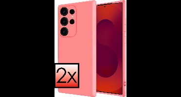 Hoesje - 2 Stuks - Geschikt voor Samsung Galaxy S25 Ultra - Sterk & Shockproof - Case Siliconen - Back Cover - Telefoon Hoes - Licht Roze