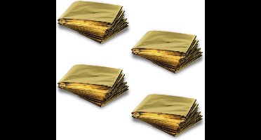 Nooddeken 4 stuks - Reddingsdeken 160x210 - Technosafety Isolatiedeken Goud Zilver - Noodpakket