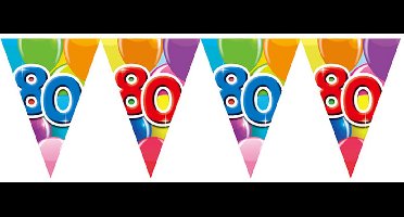 12x Vlaggenlijn 80 jaar 10 meter dubbelzijdig bedrukt - Verjaardag Feestje Vlag Vlaggen Versiering Slinger Feestdecoratie Decoratie