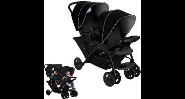 ApexArte® Duo Kinderwagen - Buggy - Tweeling - Wandelwagen - Zwart