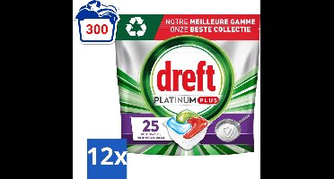 Dreft Platinum Plus - Vaatwascapsules - Deep Clean Boosted - Fresh Herbal Breeze - 25 Afwasbeurten - Voordeelverpakking - 12 stuks