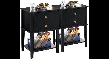 ApexArte® Nachtkastje set van 2 - Zwart