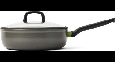 BK Balans Keramische Antiaanbaklaag Hapjespan met deksel Ø28cm - 4.6l - PFAS-vrij - Inductie Wokpan - Ovenbestendig tot 160°C - Vaatwasmachinebestendig - Koudgrepen - Met deksel - Grijs