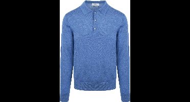 King Essentials The Robert Long Sleeve Poloshirt Merino Mid Blauw - Maat XL - Heren - Pullovers