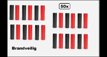 50x Serpentines rollen zwart en rood - Papier - BRANDVERTRAGEND - Carnaval- festival - optocht - feest - party - serpentine - brandvertragend