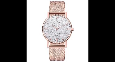 Modern Dames Horloge Rosé & Zilver • Fashion • Rosegold • Roze • Zwart • Zilver • Rood • Blauw • Groen • Paars