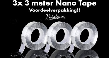 Nano Tape - Dubbelzijdige Nano Tape - Transparante Nano Tape - Vardaan®️ Dubbelzijdige Nano Tape - Herbruikbare Plakband - Griptape - Waterproof Nano Tape - Nano Tape 3 meter - 3 stuks ✅✅✅