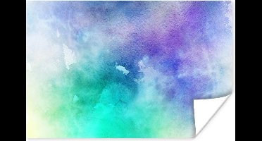 Poster Waterverf - Abstract - Paars - Blauw - 30x20 cm