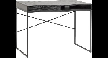 Bureau Dover 110cm - met opberglade - zwart esdecor - Actona - Bureautafels - Zwart - Melamine; MDF; Staal - Bureautafels -