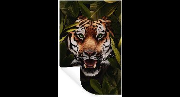 Muurstickers - Sticker Folie - Tijger - Groen - Ogen - 20x30 cm - Plakfolie - Muurstickers Kinderkamer - Zelfklevend Behang - Zelfklevend behangpapier - Stickerfolie